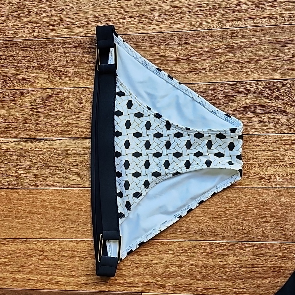 Victoria's Secret Geometric Black White & Gold Bikini Swim Bottom Size Medium